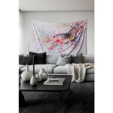 Moud'S Pembe Çiçek Ve Kelebek Desenli Duvar Halısı Duvar Örtüsü Tapestry Süet Dokulu Kumaş