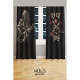 Moud's Rock'n Roll Desenli Fon Perde, 70 x 250 cm, 2 Kanat, Gri, Genç Odası Oturma Odası