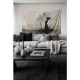 Moud'S Rüzgar Ve Kadın Desenli Duvar Halısı Duvar Örtüsü Tapestry Süet Dokulu Kumaş