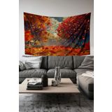 Moud's Sonbahar Yaprakları Desenli Duvar Halısı Duvar Örtüsü Tapestry Süet Dokulu Kumaş