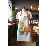 Moud's Süet Kumaş Best Chef Food Desenli Mutfak Önlüğü, Aşçı Önlüğü, Garson Önlüğü, Restoran Önlük