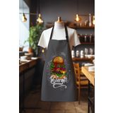 Moud's Süet Kumaş Burger Desenli Mutfak Önlüğü, Aşçı Önlüğü, Garson Önlüğü, Restoran Önlük