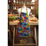 Moud's Süet Kumaş Emoji Desenli Mutfak Önlüğü, Aşçı Önlüğü, Garson Önlüğü, Restoran Önlük