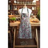 Moud's Süet Kumaş Retro Çiçek Desenli Mutfak Önlüğü, Aşçı Önlüğü, Garson Önlüğü, Restoran Önlük
