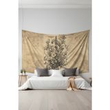 Moud's Vintage Çiçek Demeti Desenli Duvar Halısı Duvar Örtüsü Tapestry Süet Dokulu Kumaş