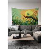 Moud'S Yeşil Doğa Desenli Duvar Halısı Duvar Örtüsü Tapestry Süet Dokulu Kumaş