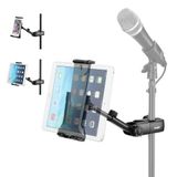 Moukey Mikrofon Standları için Ayarlanabilir Tablet Tutucu, Akıllı Telefonlar için Mikrofon Standı Kelepçe Montaj Braketi, 90 ° Esnek Tablet Standı Mmsph-1
