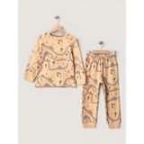 Mou&kou 1-4 Yaş Erkek Çocuk %100 Pamuk Penye Uzun Kollu Pijama Takımı Araba Desenli - 1 Yaş - Turuncu