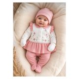 Mou&Kou %100 Pamuk 5 Parça Çiçek Nakışlı Bebe Yakalı Kutulu Bebek Doğum Hediyesi Hastane Çıkışı
