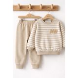 Mou&kou Bebek Pamuklu 2’li Takım – Sweatshirt ve Alt Seti, Yumuşak Konforlu Günlük Kıyafet - 6-9 M - Bej