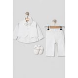 Mou&kou Erkek Bebek Mevlüt & Özel Gün Takımı 0-3 / 3-6 Ay – Papyonlu Yelekli Gömlek Pantolon Seti - 3 - 6 Ay - Beyaz