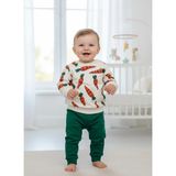 Mou&kou Havuç Desenli Bebek Takımı %100 Pamuk Sweatshirt Eşofman Altı 6-9-12-18 Ay Unisex Çocuk Giyim Seti - 6 - 9 Ay - Yeşil