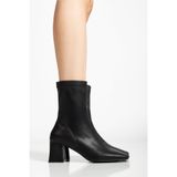 moun shoes Kadın Siyah Streç Bilekli Orta Boy Topuklu Bot