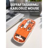 Mouse Fare Kablosuz Mouse Fare Şarjlı Bluetooth Sessiz 5 Tuşlu Şeffaf Midastech - Çok Renkli