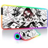 Mouse Pad Anime Siyah Beyaz RGB Oyun Fare Altlığı Bilgisayar LED Fare Altlığı Hız Kaymaz Kauçuk Taban Oyun Klavyesi Yazı Masası Altlığı 23,6 x 11,8 inç