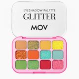 MOV 12’li Glitter Far Paleti No:01 – Yarı Mat & Işıltılı Renkler – Yüksek Pigmentli Çok Renkli Far Paleti – Uzun Süre Kalıcı Göz Makyajı
