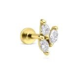 Mov Diamond Tsuki Markiz Pırlantalı 14 Ayar Altın Kadın Piercing Küpe - Standart