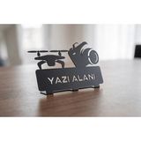 Mova Dizayn Kişiye Özel Hediyelik Fotoğrafçılık Dron Düğün Organizatör Tasarımlı Metal Masaüstü Isimlik - Siyah - 140x200mm - İsimlik