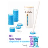MOVA Premium Kullan At Süngerli Tuvalet Fırçası Seti - Duvara Monte, Kendinden Deterjanlı 8 Yedek Başlıklı Hijyenik Banyo ve WC Temizlik Sistemi