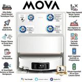 Mova Robot Süpürge: 28.000PA Emiş, 80°c Sıcak Suyla Yıkama, 8cm Engel Aşma, Akıllı Halı Koruması, Maxireach Kenar Temizliği, Aı Engel Tanıma ve Kurutmalı Tam Otomatik Bakım Istasyonu