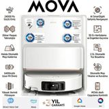 Mova Ultra Complete Robot Süpürge: 24.000 Pa Emiş Gücü, 6cm Engel Aşma, Sıcak Suyla Paspas Yıkama, 60°c Kurutma, Flexscope Navigasyon, Üçlü Dolanma Önleyici ve Akıllı Istasyon (3 Yıl Garantili)
