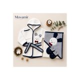 Movamirbaby Movamir Baby Erkek Bebek Havlu Bornoz Banyo Seti %100 Pamuk Kapüşonlu Bornoz, Havlu, Terlik ve Kese Şık Bebek Hediye Seti