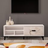 Movemo 130 cm TV Sehpası Beyaz-Mola Mermer