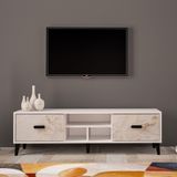Movemo 160 cm TV Sehpası Beyaz-Mola Mermer