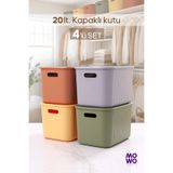 MOWO 20 Litre 4 Adet Mix Kapaklı Saklama Kutusu, Dolap Düzenleyici, Sepet, Organizer Oyuncak kutusu