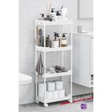 MOWO 4 Katlı Tekerlekli Banyo Rafı, Mutfak Rafı, Havluluk, Deterjanlık Makyaj Organizer