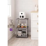 Mowo Home 3 Katlı Gri 40x33 Plastik Muftak Raf Sistemi, Banyo Rafı, Kiler, Kitaplık Çok Amaçlı Düzenleyici