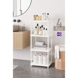 Mowo Home 4 Katlı Beyaz 40x33 Plastik Banyo Raf Sistemi, Mutfak Rafı, Kiler, Kitaplık Çok Amaçlı Düzenleyici