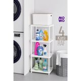 Mowo Home 4 Katlı Beyaz 40x33 Portatif Organizer Plastik Mutfak Banyo Dolap Raf – Kiler Çamaşır Odası Rafı