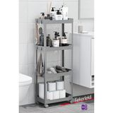 Mowo Home 4 Katlı Tekerlekli Banyo Rafı, Mutfak Rafı, Havluluk, Deterjanlık Makyaj Organizer - Gri