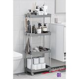 Mowo Home 4 Katlı Tekerlekli Banyo Rafı, Mutfak Rafı, Havluluk, Deterjanlık Makyaj Organizer - Gri