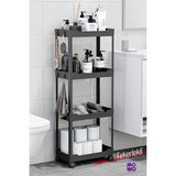 Mowo Home 4 Katlı Tekerlekli Banyo Rafı, Mutfak Rafı, Havluluk, Deterjanlık Makyaj Organizer - Siyah
