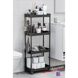 Mowo Home 4 Katlı Tekerlekli Banyo Rafı, Mutfak Rafı, Havluluk, Deterjanlık Makyaj Organizer - Siyah