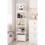 Mowo Home 6 Katlı Beyaz 40x33 Plastik Banyo Raf Sistemi, Mutfak Rafı, Kiler, Kitaplık Çok Amaçlı Düzenleyici