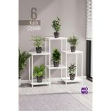 Mowo Home 6 Katlı Beyaz Çiçeklik Saksılık Dekoratif Saksı Standı Balkon Teras Salon Saksı Rafı 40x33 cm