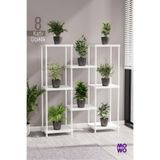 Mowo Home 8 Katlı Beyaz Çiçeklik Saksılık Dekoratif Saksı Standı Balkon Teras Salon Saksı Rafı 40x33 cm
