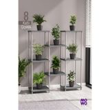 Mowo Home 8 Katlı Gri Çiçeklik Saksılık Dekoratif Saksı Standı Balkon Teras Salon Saksı Rafı 40x33 cm