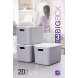 Mowo Home BigBox 20 Lt 3'lü Gri Dolap Düzenleyici Kapaklı Saklama Kutusu Sepet Organizer Oyuncak kutusu