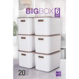 Mowo Home BigBox 20 Lt 6'lı Beyaz Dolap Düzenleyici Kapaklı Saklama Kutusu Sepet Organizer Oyuncak kutusu