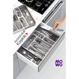 Mowo Home Gri Çift Taraflı Uzayabilen Pratik Çekmece İçi Kaşıklık Organizer Dolap içi Çekmece Düzenleyici