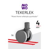 Mowo Home Gri Tekerlek Seti, Mowo Plastik Raf Sistemi Tekerleği