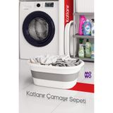 Mowo Home Katlanabilir Silikon Çamaşır Sepeti, Akordiyon Katlanır Sepet, Yer Kaplamaz Katlanır Çamaşır Sepeti