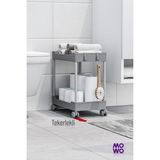 Mowo Home Mowo 2 Katlı Tekerlekli Banyo Rafı Tuvalet Kağıtlık Havluluk Deterjanlık Makyaj Organizer - Gri
