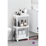 Mowo Home Mowo 3 Katlı Beyaz Tekerlekli Banyo Rafı, Mutfak Rafı, Havluluk, Deterjanlık Makyaj Organizer Vesken