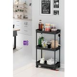 Mowo Home Mowo 3 Katlı Tekerlekli Mutfak Rafı, Banyo Rafı, Kitaplık, Düzenleyici Açık dolap