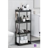 Mowo Home Mowo 4 Katlı Ayaklı Siyah Banyo Rafı, Mutfak Rafı, Havluluk, Deterjanlık Makyaj Organizer, Vesken
